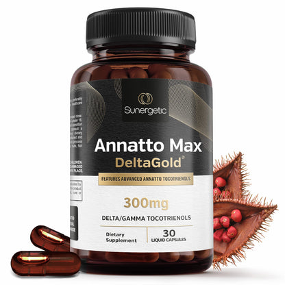 Sunergetic Annatto Tocotrienols 300mg with DeltaGold – Vitamin E for Liver, Heart & Immune Health