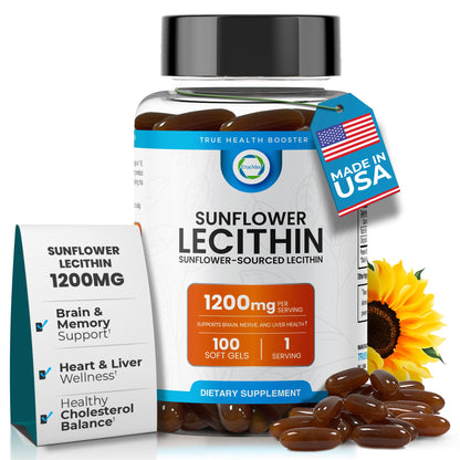 Sunflower Lecithin 1200 MG – 100 Softgels | Pure Non-GMO Soy-Free