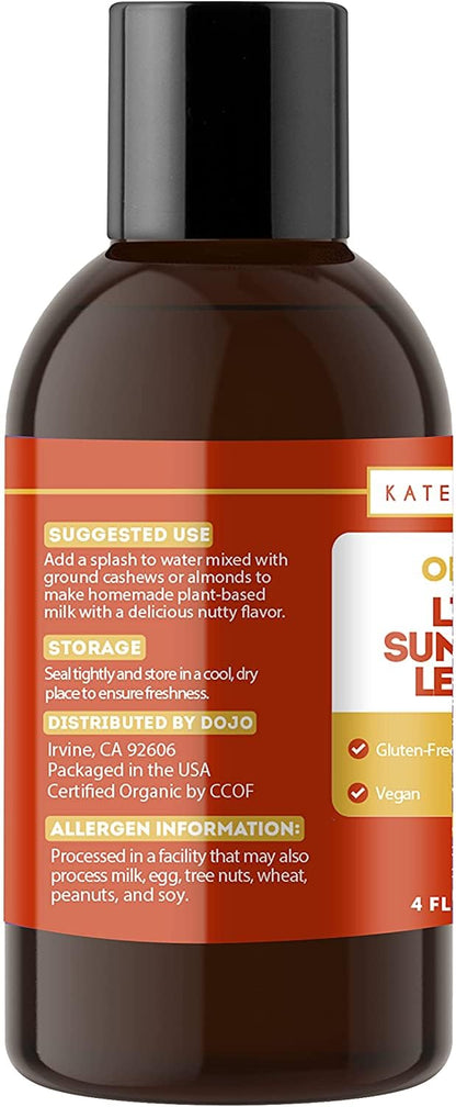 Kate Naturals Sunflower Lecithin Liquid - Organic, Vegan, Gluten-Free (4oz)