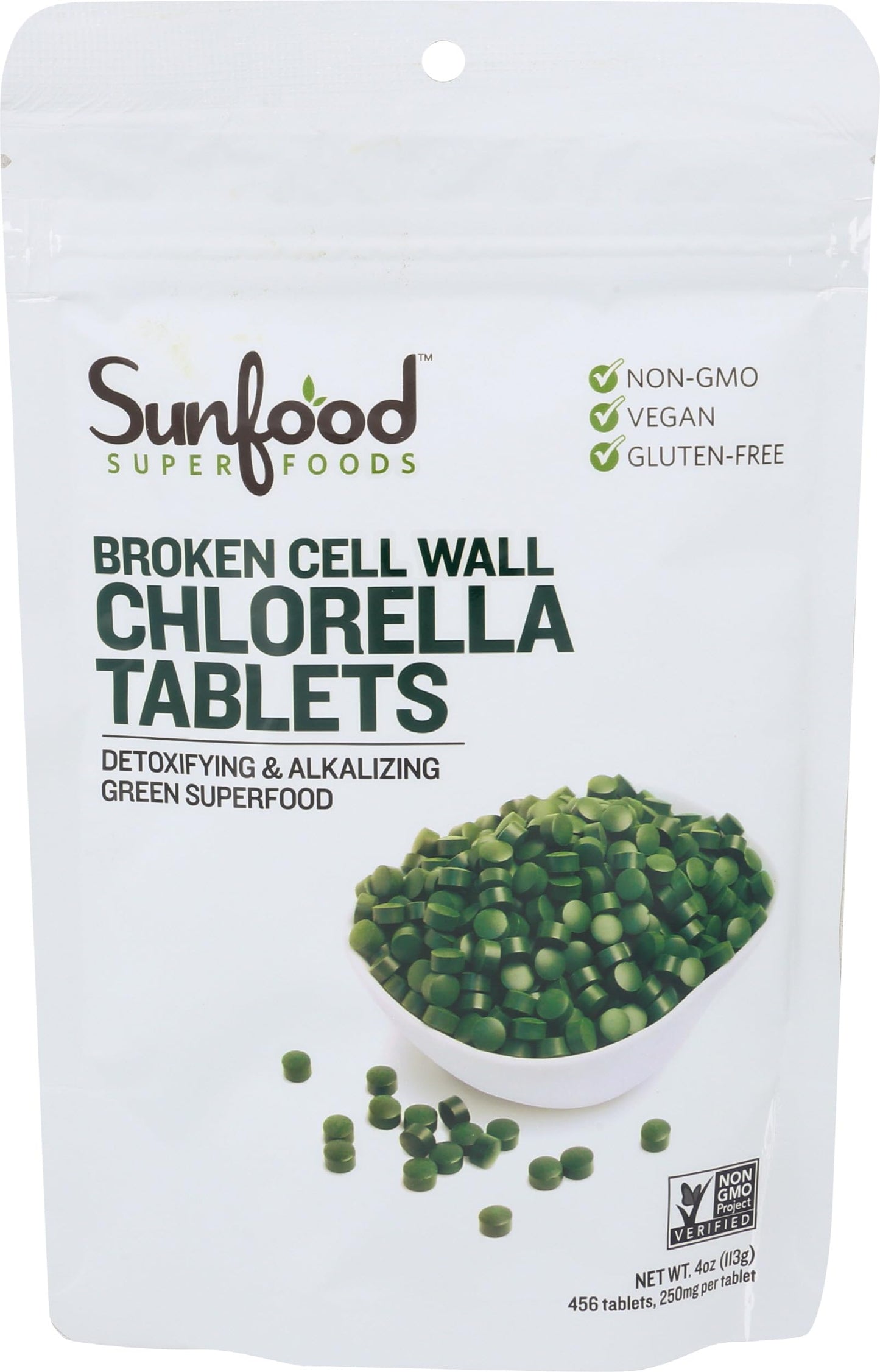Sunfood Chlorella Tablets – Broken Cell Wall, Vegan, Non-GMO, 4 oz Bag