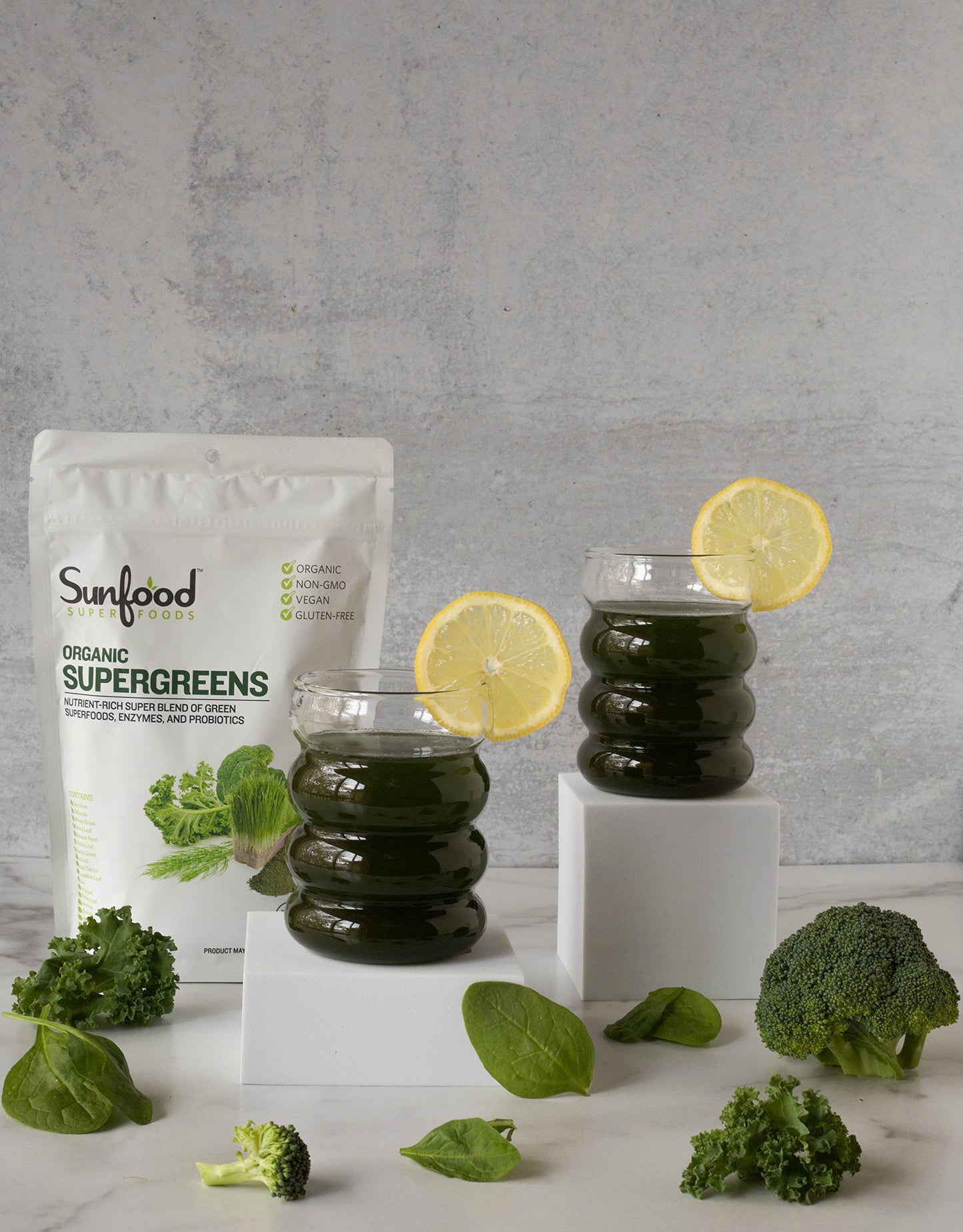 Sunfood Supergreens - Organic Greens Powder with Probiotics (8 oz)