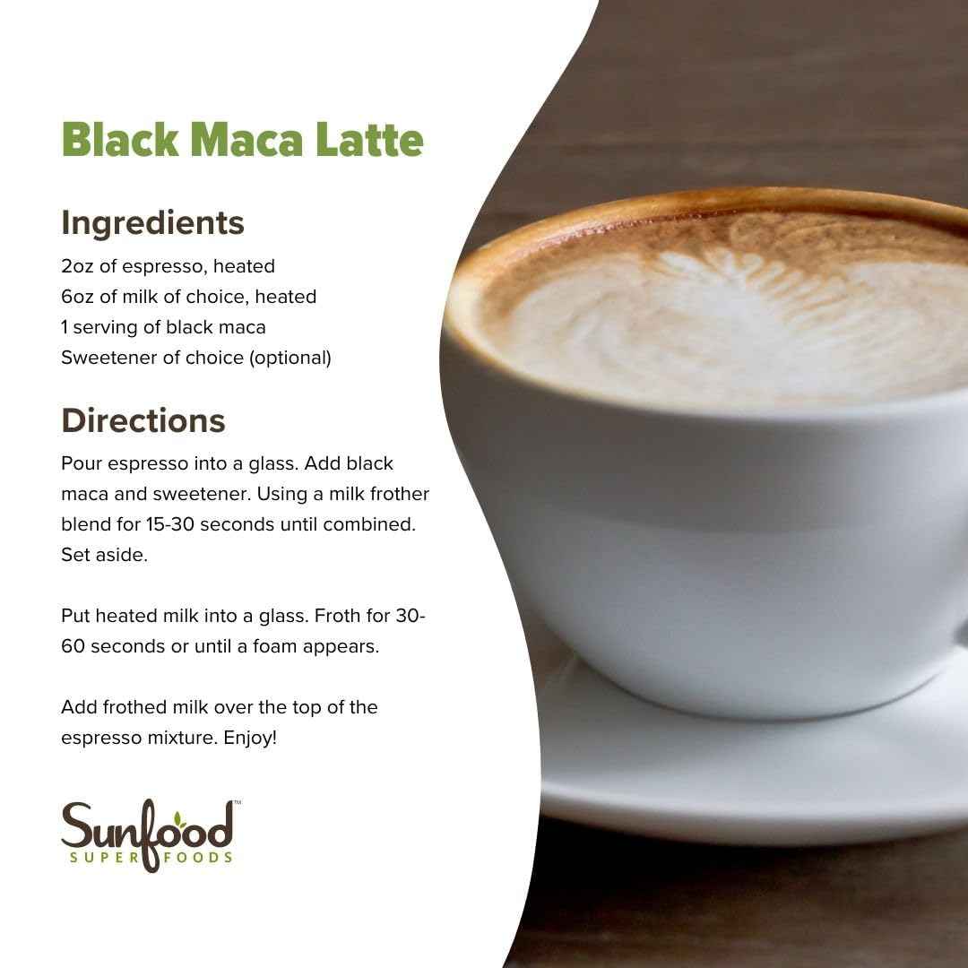 Sunfoods Organic Black Maca Powder - Raw Peruvian Black Maca, 4 oz Bag | Vegan, Gluten-Free