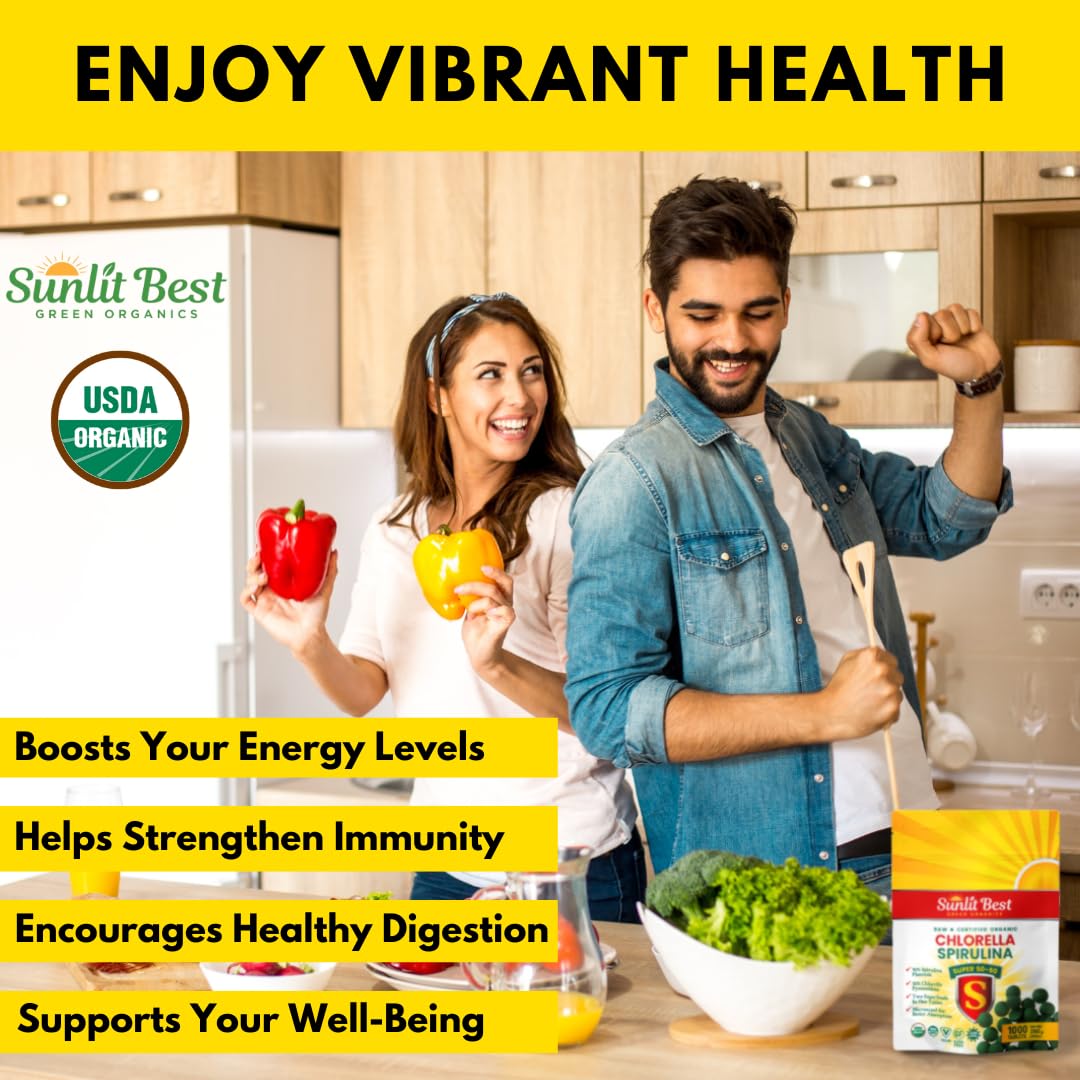 Sunlit 50/50 Organic Chlorella Spirulina Tablets | Immune Support, Gut Health & Energy