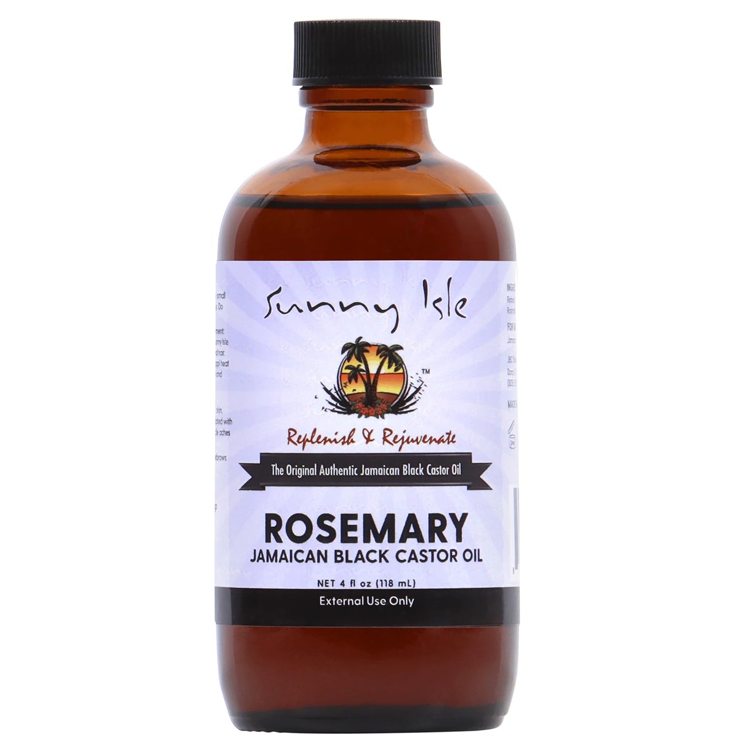 Sunny Isle Rosemary Jamaican Black Castor Oil 4oz | Hair Growth Treatment for Scalp & Acne-Prone Skin
