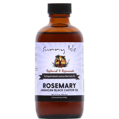 Sunny Isle Rosemary Jamaican Black Castor Oil 4oz | Hair Growth Treatment for Scalp & Acne-Prone Skin