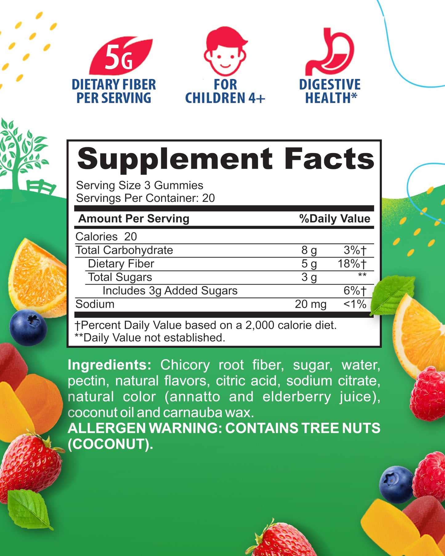 Sunny Sam Fiber Gummies for Kids & Adults | Fiber Chewables for Digestive Support and Immunity