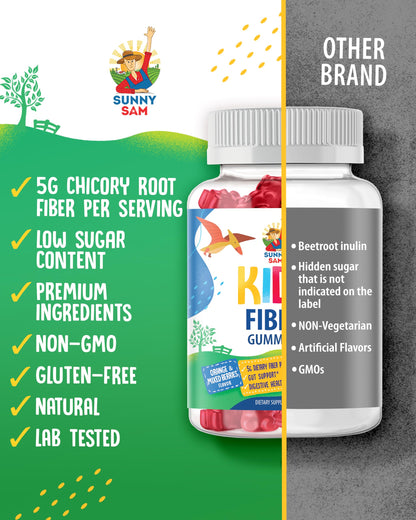Sunny Sam Fiber Gummies for Kids & Adults | Fiber Chewables for Digestive Support and Immunity