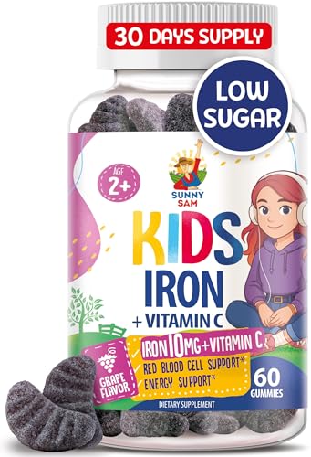 SUNNY SAM Iron Gummies for Kids & Teens – 10 mg Iron + Vitamin C