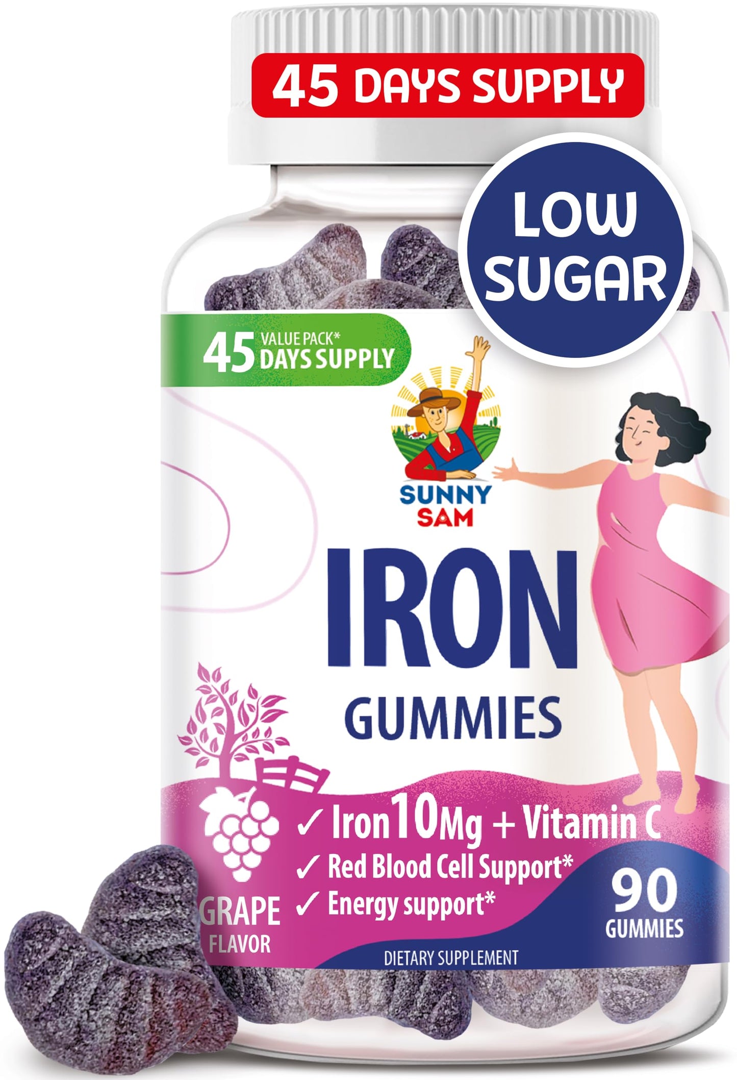 Sunny Sam Iron Gummies - 10 mg Iron + Vitamin C | Immune Support