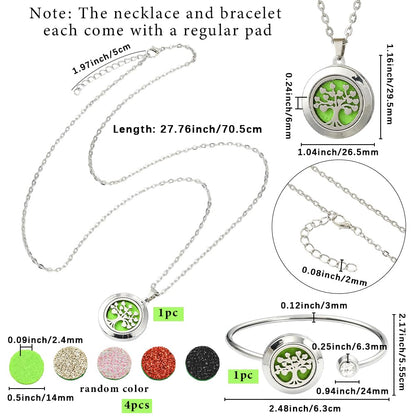 SUNNYCLUE Essential Oil Diffuser Bracelet & Necklace Set | Aromatherapy Jewelry