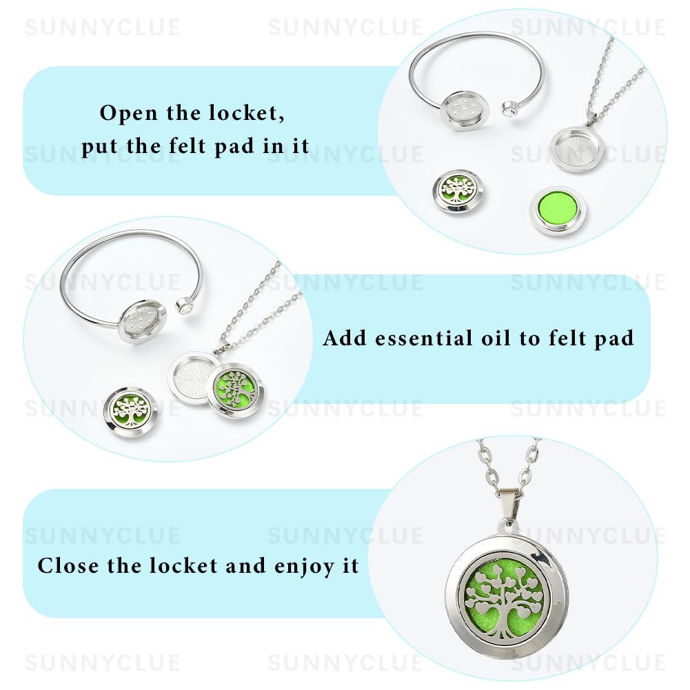 SUNNYCLUE Essential Oil Diffuser Bracelet & Necklace Set | Aromatherapy Jewelry