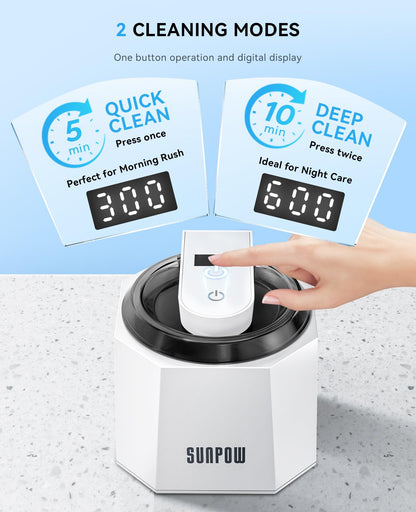 SUNPOW Ultrasonic Retainer Cleaner – 48kHz, 5 UV Lights, 220ml Cleaning Pod