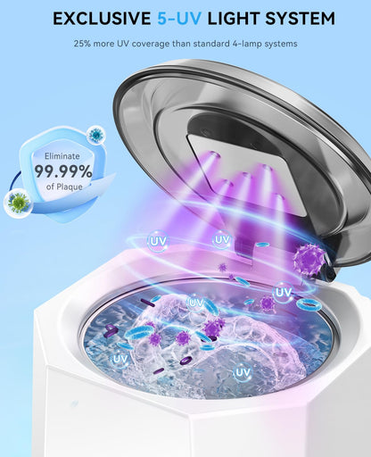 SUNPOW Ultrasonic Retainer Cleaner – 48kHz, 5 UV Lights, 220ml Cleaning Pod