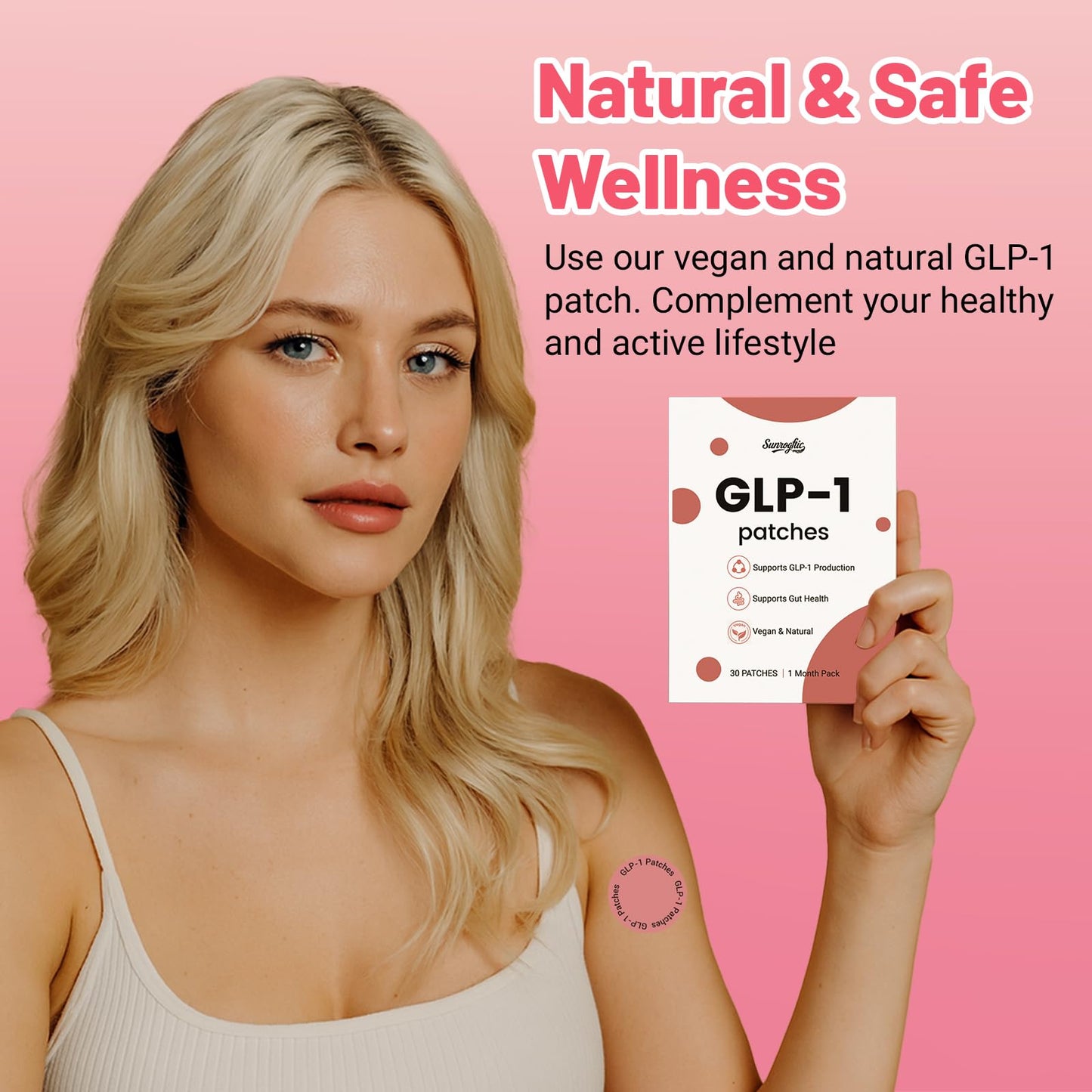 Sunrogftic GLP-1 Patches – Natural Berberine, Cinnamon & L-Glutamine for Daily Wellness