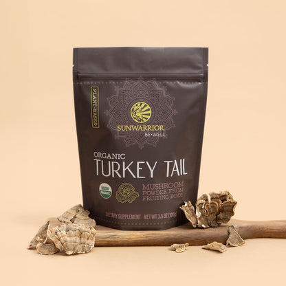 Sunwarrior Organic Turkey Tail Mushroom Powder | Immune Support & Gut Health | 100g Pouch