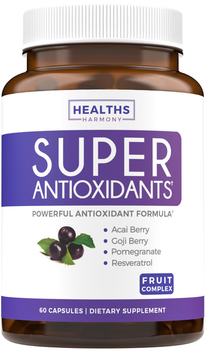 Super Antioxidants Supplement for Women & Men | High Potency Herbal & Fruit Blend | Vegan & Non-GMO - 60 Capsules