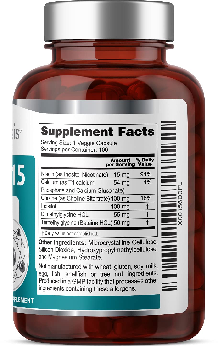 Super B-15 100 Vcaps - Niacin Calcium Choline Inositol DMG TMG - Supports Healthy Oxygen Energy Levels
