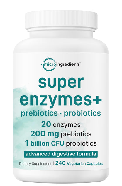 Super Enzymes with Prebiotics & Probiotics - 240 Veggie Capsules
