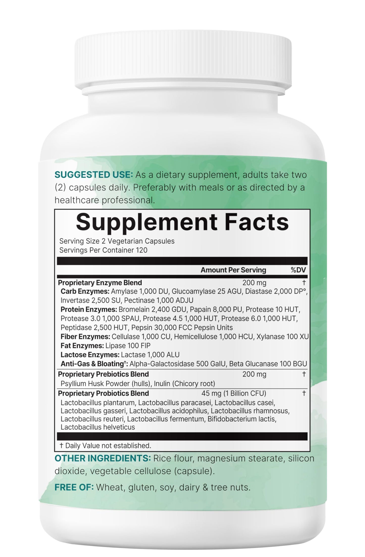 Super Enzymes with Prebiotics & Probiotics - 240 Veggie Capsules
