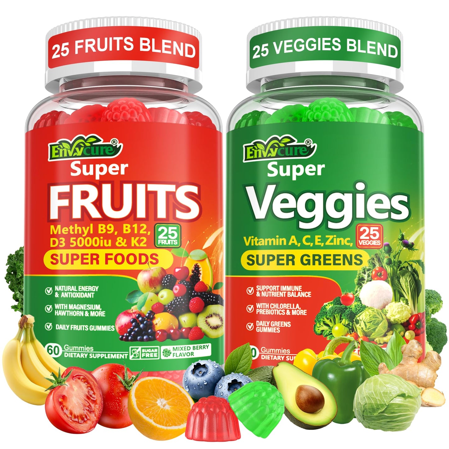 Super Greens Gummies - Spirulina, Chlorella & Probiotics (120ct)