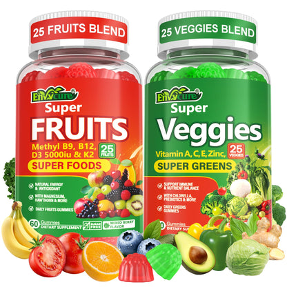 Super Greens Gummies - Spirulina, Chlorella & Probiotics (120ct)
