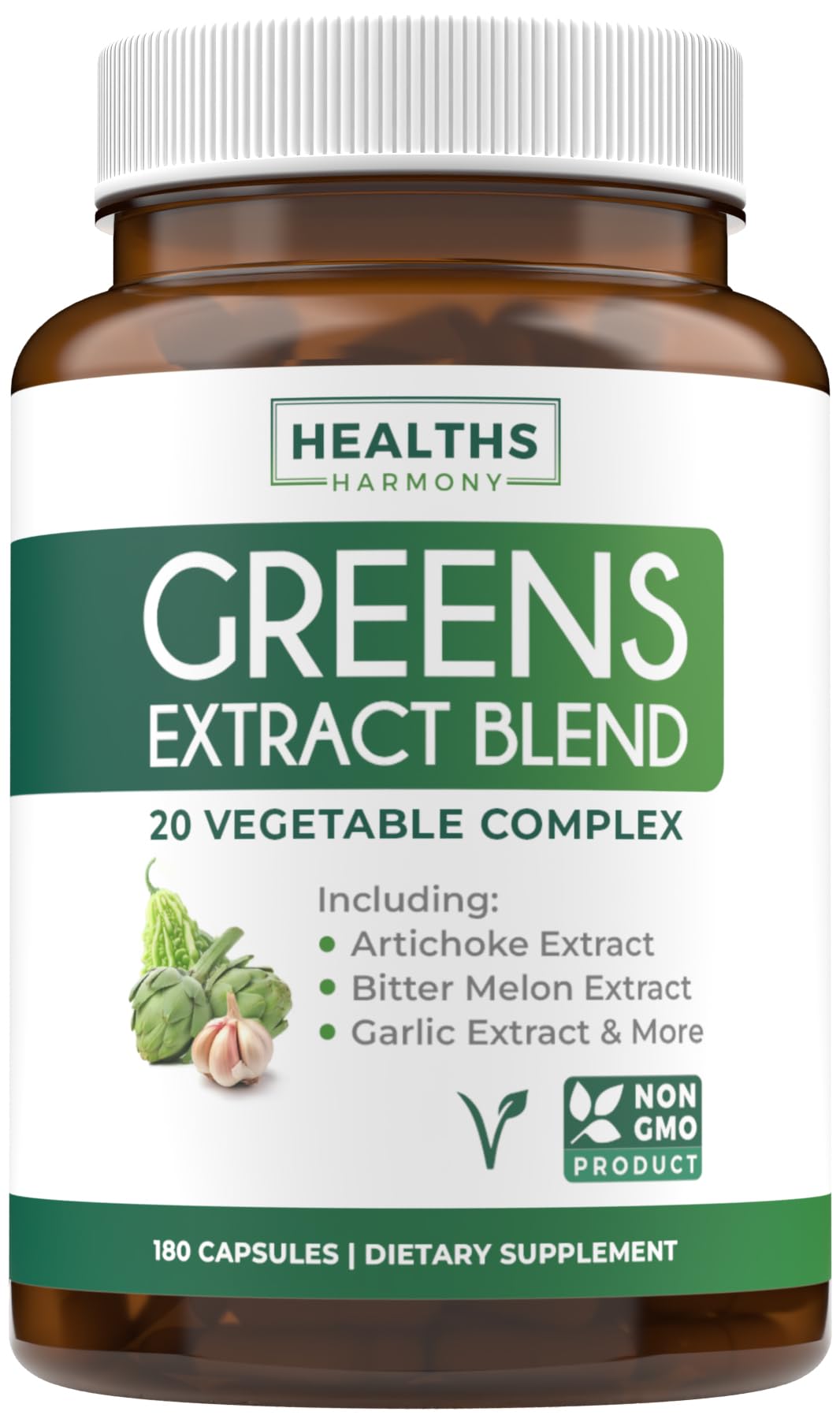 Super Greens Antioxidants 2250mg – 20 Ingredients | Vegan NON-GMO Capsules