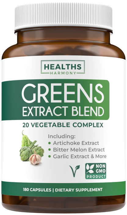 Super Greens Antioxidants 2250mg – 20 Ingredients | Vegan NON-GMO Capsules
