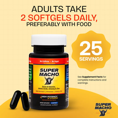 Super Macho: High-Potency B Vitamins & Amino Acids for Active Men