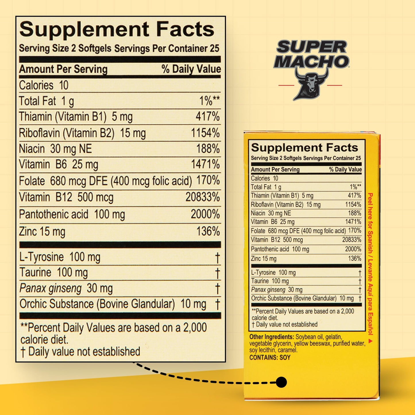 Super Macho: High-Potency B Vitamins & Amino Acids for Active Men