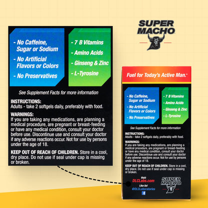Super Macho: High-Potency B Vitamins & Amino Acids for Active Men