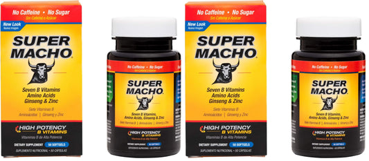 Super Macho Dietary Supplement – High Potency Zinc & 7 B Vitamins, Made in USA, 50 Softgels (2 Pack) BritishVita | Premium UK Vitamins & Wellness Supplements
