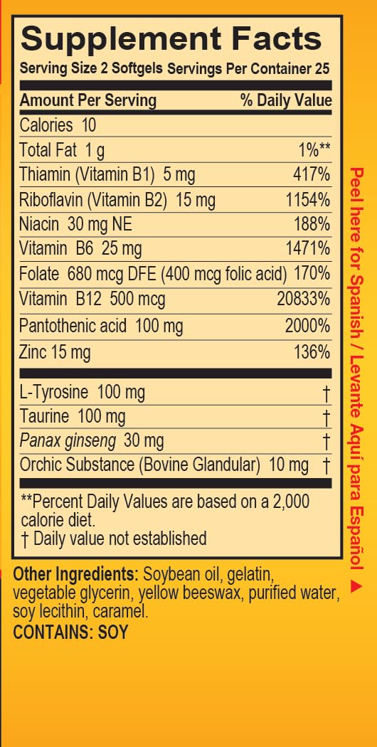 Super Macho Dietary Supplement – High Potency Zinc & 7 B Vitamins, Made in USA, 50 Softgels (2 Pack)