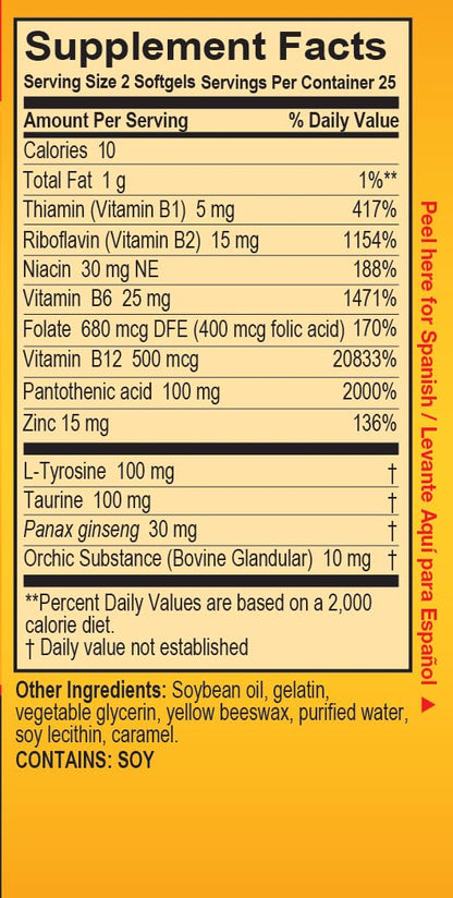 Super Macho Dietary Supplement – High Potency Zinc & 7 B Vitamins, Made in USA, 50 Softgels (2 Pack)