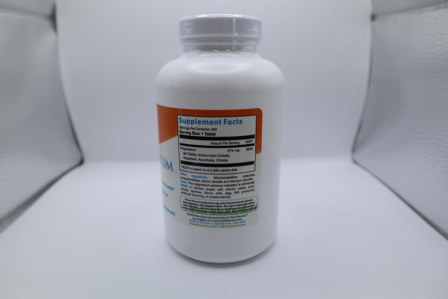 Super Magnesium Supplement – 5-Form Chelated Magnesium | Bone, Muscle & Nerve Support | Vegan & Non-GMO | 250 Tabs
