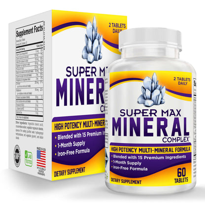 Super-MAX Multimineral (Iron Free) – 60 Tablets | All-in-1 Mineral Complex