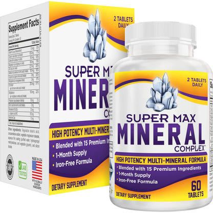 Super-MAX Multimineral (Iron Free) – 60 Tablets | All-in-1 Mineral Complex