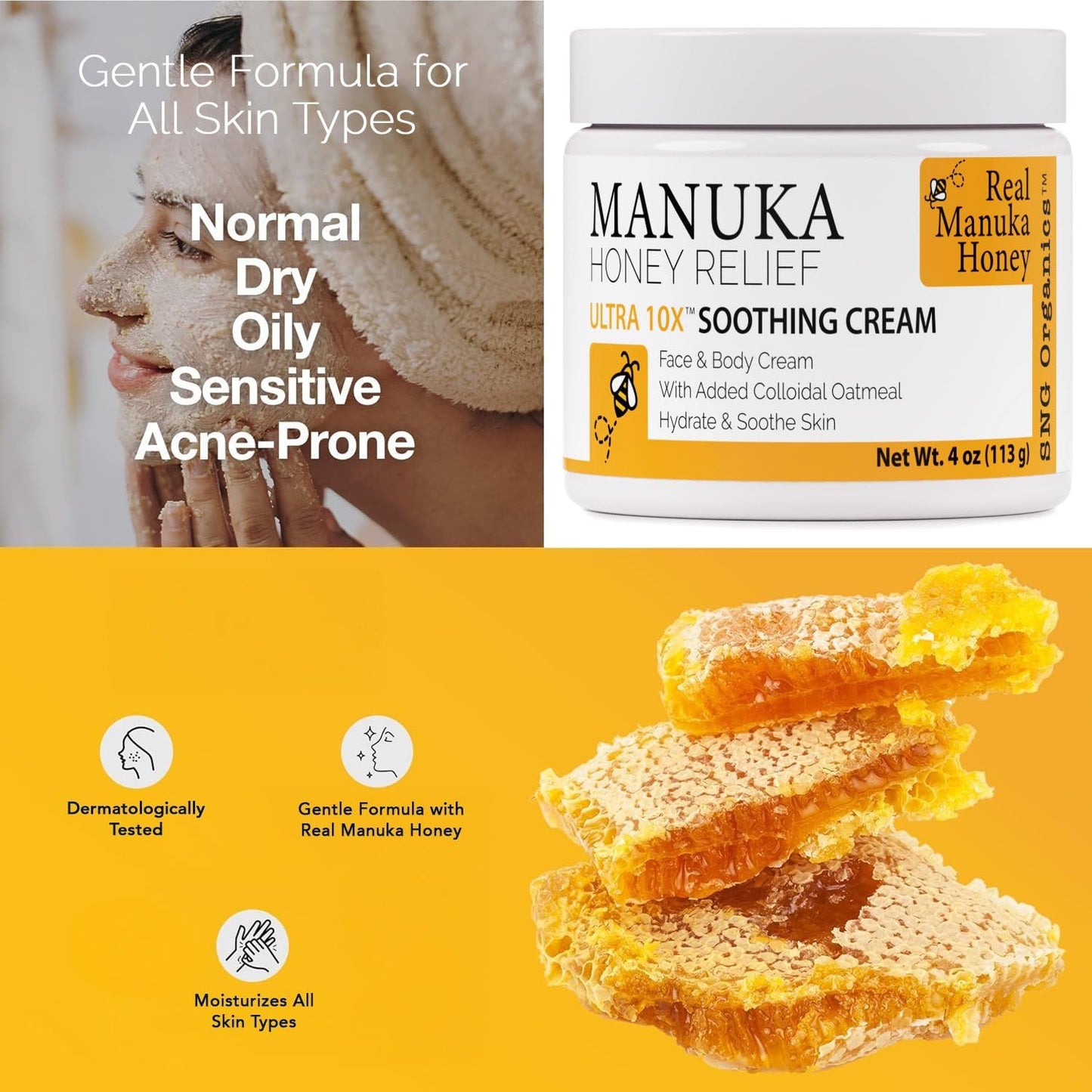 Super Natural Goods Manuka Honey Cream (4oz) – Hydrating Body Lotion