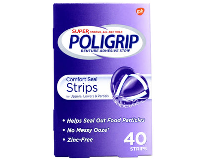 Super Poligrip Comfort Seal Denture Adhesive Strips – 40 Count (Pack of 4)