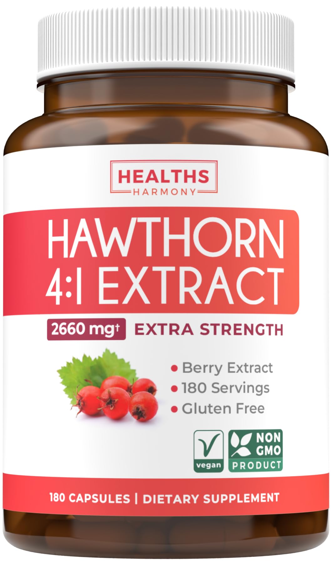 Super Potent Hawthorn Berry Extract Capsules – Extra Strength for Heart Health (Vegan, Non-GMO, Gluten Free)