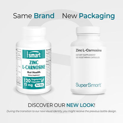 SuperSmart - Zinc L-Carnosine 75mg per Day (Well-Tolerated) - Zinc Carnosine Supplement | Non-GMO & Gluten Free - 120 Vegetarian Capsules