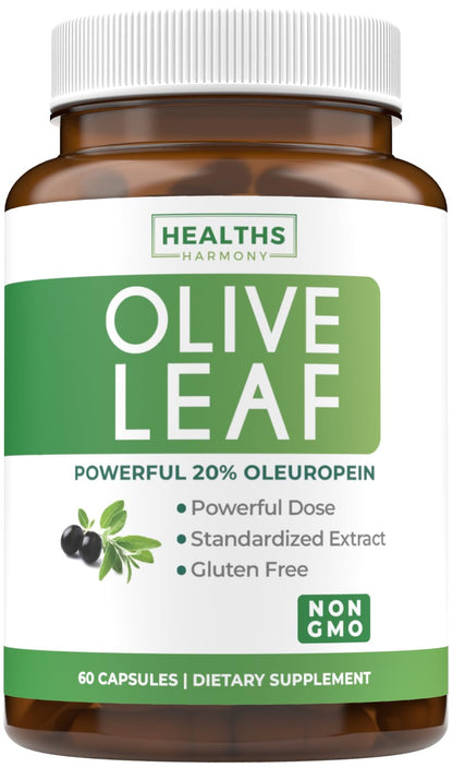 Super Strength Olive Leaf Extract Capsules – 750mg, 20% Oleuropein, Vegan & Non-GMO | Made in USA (2 Month Supply)