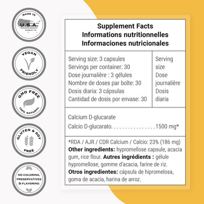 SuperSmart Calcium D-Glucarate 1500mg/day – Non-GMO, Gluten Free, 90 Veg Caps