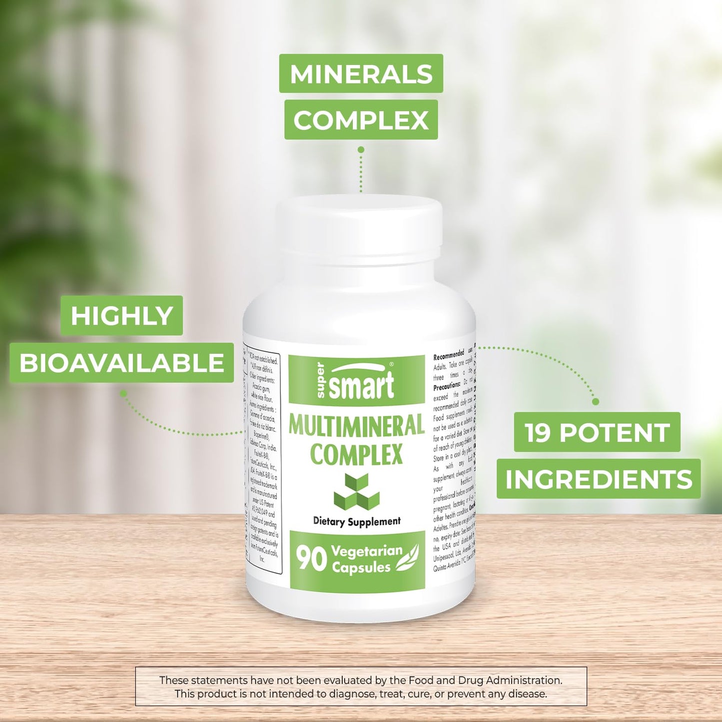 SuperSmart Multimineral Complex - Full Spectrum, Non-GMO, Gluten Free | 90 Vegetarian Capsules