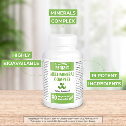 SuperSmart Multimineral Complex - Full Spectrum, Non-GMO, Gluten Free | 90 Vegetarian Capsules