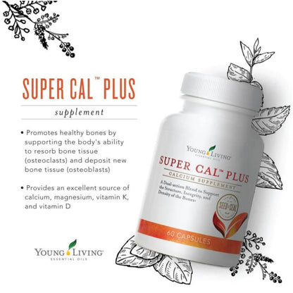 Young Living Super Cal Plus 60 Capsules | Calcium, Magnesium & Vitamins D & K for Bone Health