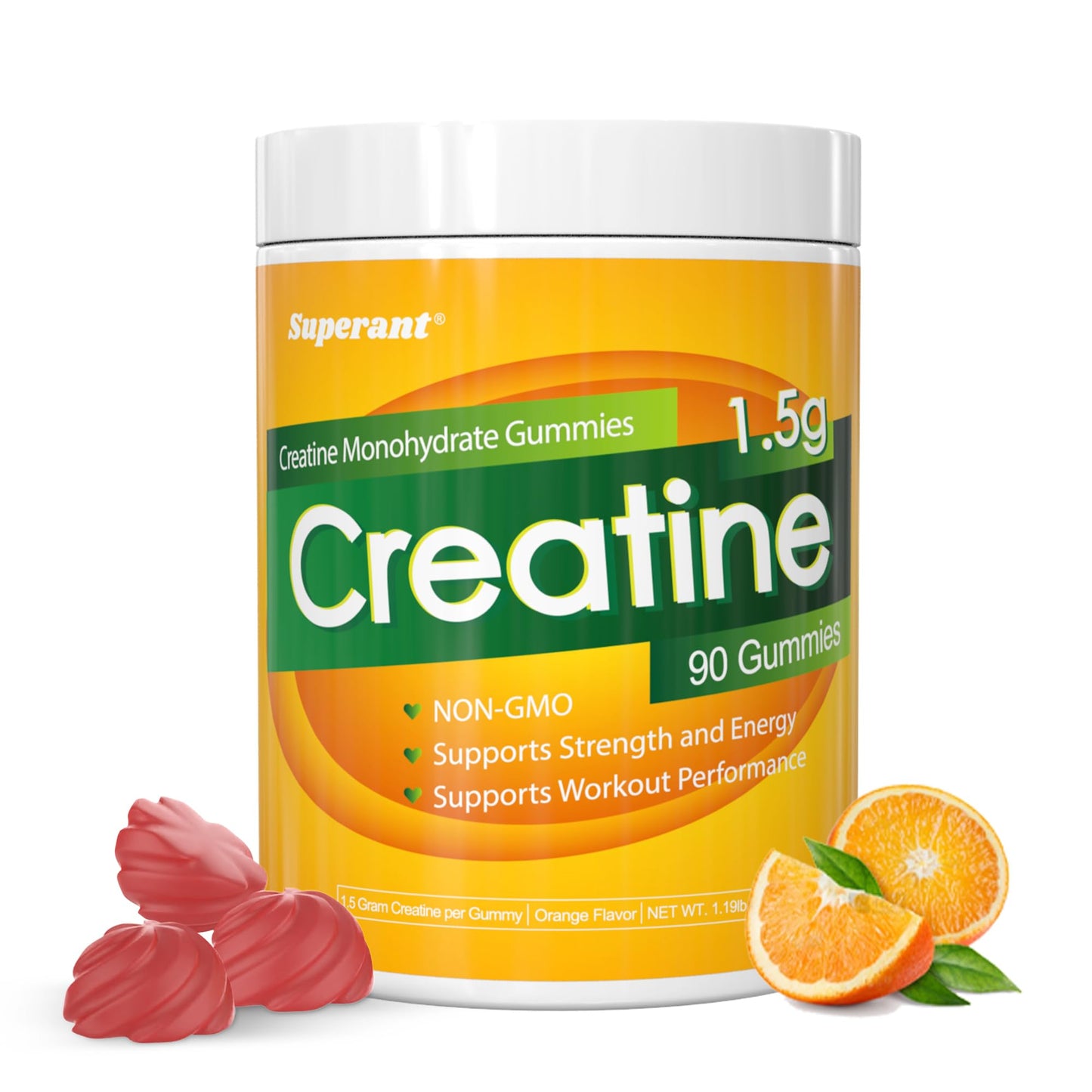 SUPERANT Creatine Gummies – 1.5g per Gummy, 90-count, Vegan