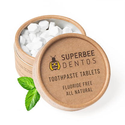 SuperBee Dentos Toothpaste Tablets - 100 Tabs, Fluoride Free, Eco Friendly, Spearmint