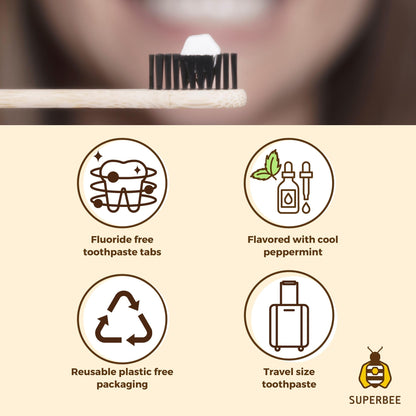 SuperBee DENTOS Toothpaste Tablets – 500 Tabs, Fluoride Free & Eco Friendly, Spearmint