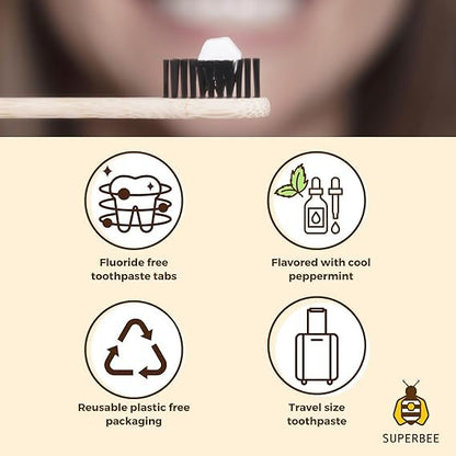 SuperBee Dentos Toothpaste Tablets - 100 Tabs, Fluoride Free, Eco Friendly, Spearmint
