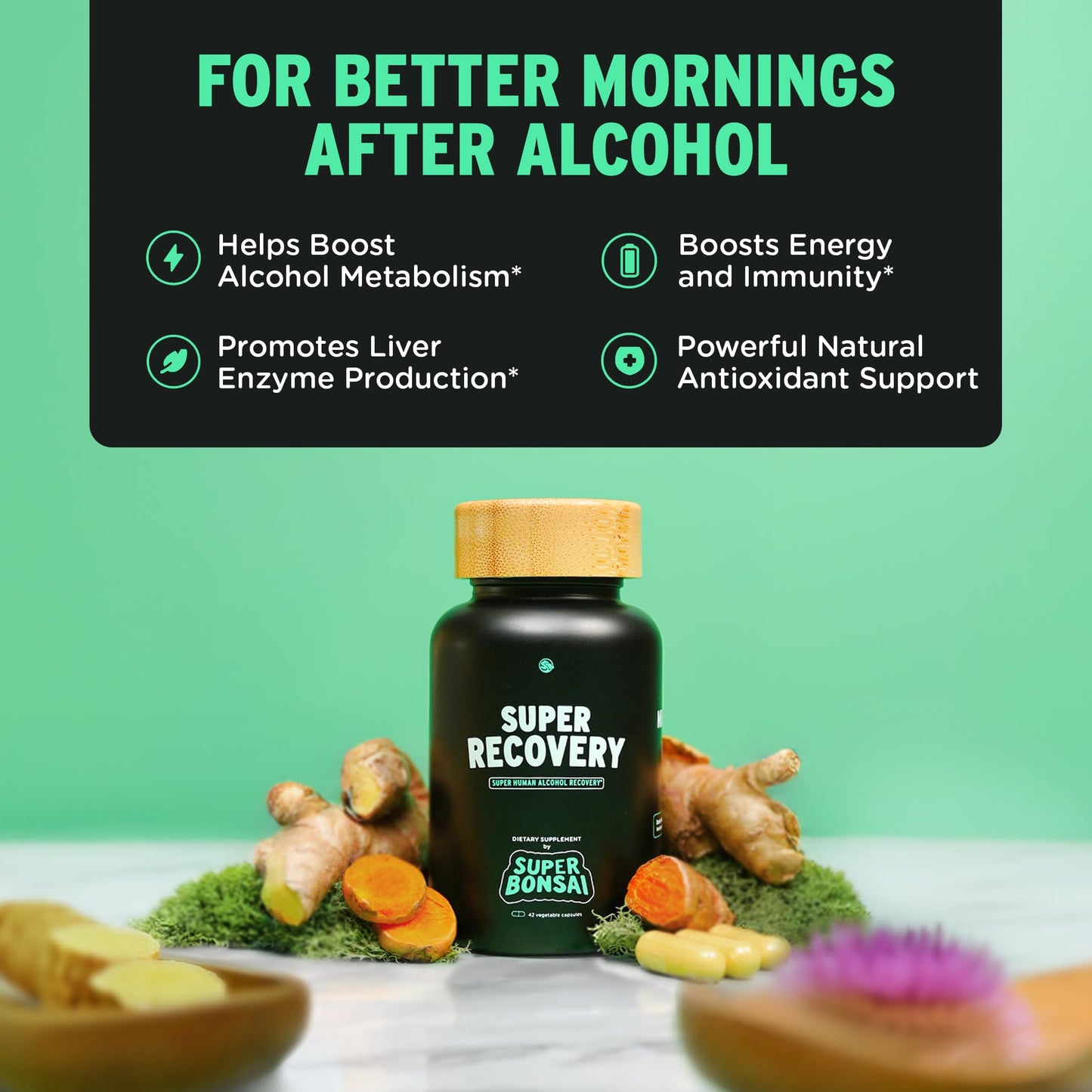 SuperBonsai Super Recovery Capsules – All-Natural Post-Celebration & Morning Relief (14 Servings)